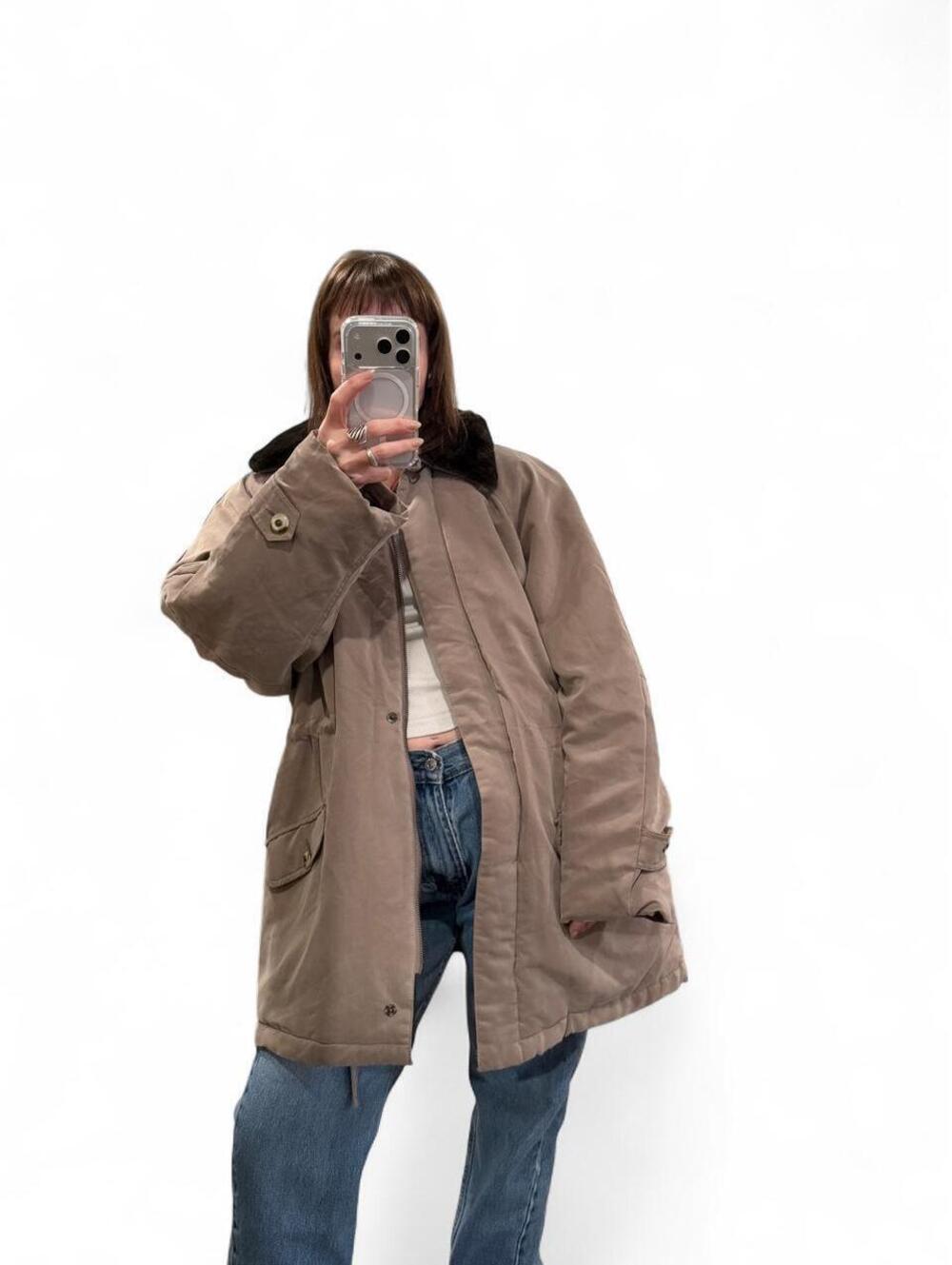 Vintage Larry Levine Faux Fur Collar Utility Coat